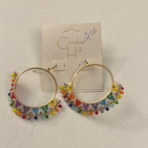 Caroline Hill Multicolor Beaded Hoop Earrings Rainbow Beads OO